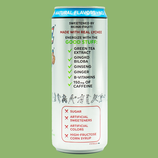 Monk-fruit sweetened. Lychee flavored Blitz Energy Drink - Zero Sugar (Pack of 24)